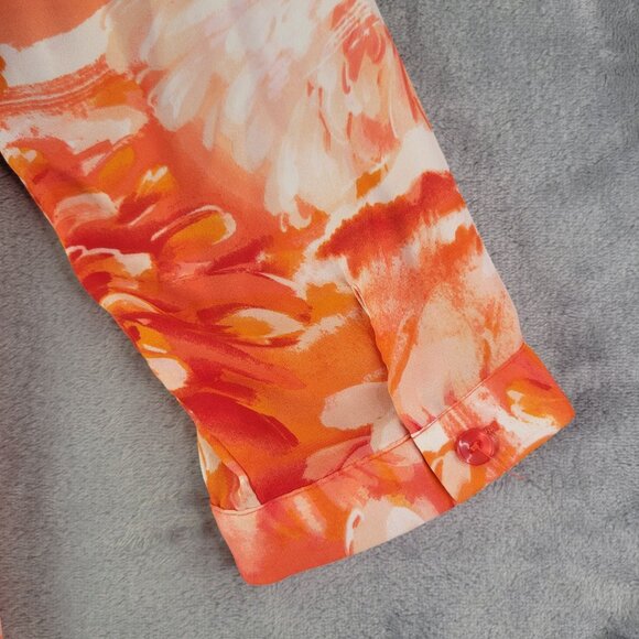 Zac&Rachel‎ Womens Tunic Top S Orange Floral Print 3/4 Sleeve Resortwear Layered - Picture 6 of 11